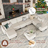 Huatean Home Modular Sectional Sofa, Convertible U Shaped Sofa Couch with High Density Memory Foam, 6 Seat Comfy Modular Sofa Couch for Living Room, Modern U Shaped Sectional Sofa, Ivory Beige Huatean Home