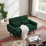 Jarenie 48" Loveseat Sofa, 2 Seater Love Seat Mid Century Modern Small Couches for Living Room Bedroom Apartment, 2 Throw Pillows and Wooden Legs, Green Jarenie