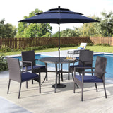 MFSTUDIO 5 Pieces Outdoor Dining Sets for 4, 42'' Round Metal Table with Chairs & 10ft Umbrella, Patio Outdoor Dining Furniture with Umbrella for Deck, Porch MFSTUDIO