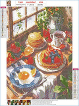 JFYHAB Breakfast Morning Diamond Art Painting Kits for Adults, Full Drill Food Diamond Dots Paintings for Beginners, Round 5D Paint with Diamonds Pictures Gem Art Painting Kits Crafts 11.8x15.7inch JFYHAB