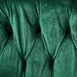 GDFStudio Melaina Tufted Chesterfield Velvet Loveseat with Scrolled Arms, Emerald and Dark Brown. GDFStudio