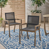 Christopher Knight Home 305156 Jimmy Outdoor Acacia Wood and Mesh Dining Chairs (Set of 2), Gray Finish Christopher Knight Home