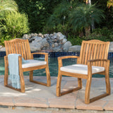 Christopher Knight Home Della Acacia Wood Outdor Dining Chairs, 2-Pcs Set, Teak Finish With Rustic Metal Christopher Knight Home