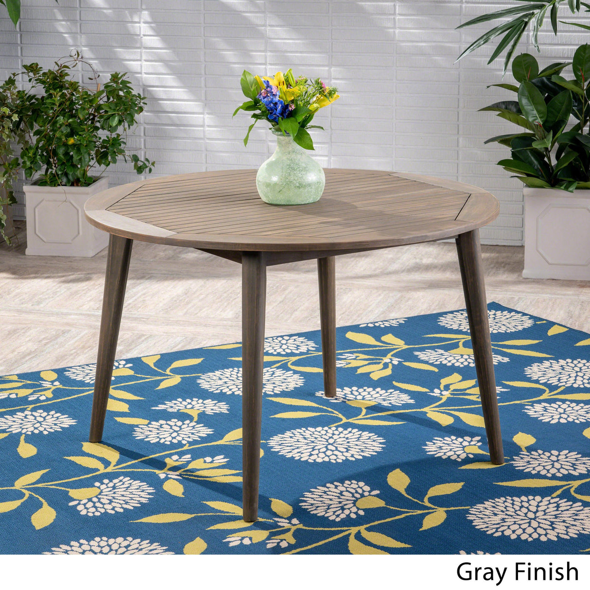 Christopher Knight Home Nick Outdoor Acacia Wood Round Dining Table, Gray Finish Christopher Knight Home