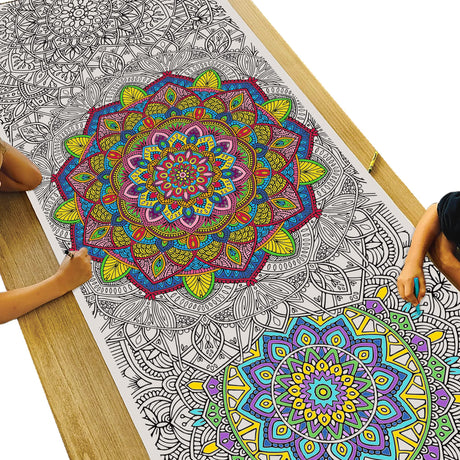 Tiny Expressions - Giant Mandala Coloring Poster - Rolled, No Creases 72" x 30" Large Coloring Banner for Children, Teens or Adults - Fun Group or Family Activities for Any Season Tiny Expressions