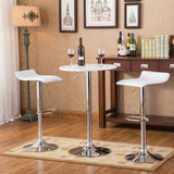 Roundhill Furniture Baxton White Adjustable Height Wood & Chrome Metal bar Table & 2 Chrome Air Lift Adjustable Swivel Stools Set Roundhill Furniture