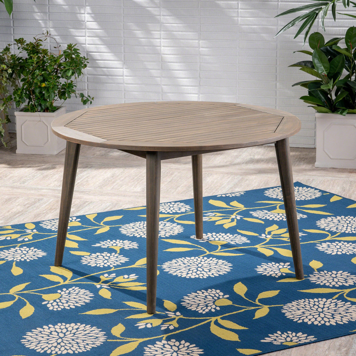 Christopher Knight Home Nick Outdoor Acacia Wood Round Dining Table, Gray Finish Christopher Knight Home