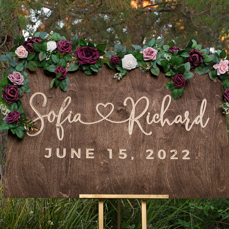 Personalized Wedding Welcome Sign | Custom Wood Sign for Wedding | 2 Optional Shapes, 4 Optional Sizes, 5 Wooden Colors - Wedding Plaque for Welcome Personalized Favors