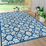 JONATHAN Y Tile Trellis Indoor Outdoor Area Rug 3X5 Light Gray/Blue, Gallia High-Low for Backyard, Patio, Porch, Easy-Cleaning, High Traffic, Pet-Friendly, Non-Shedding (AMC107B-3) JONATHAN Y