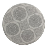 Homepop Home Decor | Upholstered Round Storage Ottoman | Ottoman with Storage for Living Room & Bedroom (Grey Medallion) 24.0 In. X 24.0 In. X 17.0 In. HomePop