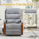 Power Lift Recliner Chair for Elderly People, Dual Motor Lift Chair with Vibration Massage and Heat, Lay Flat Recliner with Solid Wood Armrest, Standing Assistance Reclining, Chenille Fabric Gray EZZUP