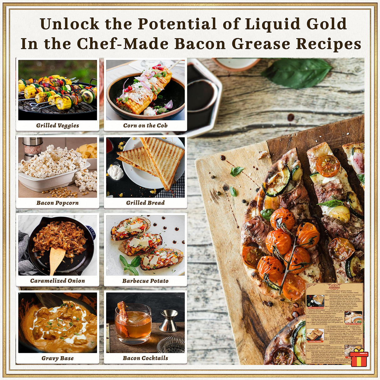 Ayerphalo Bacon Grease Container with Strainer - 46OZ Large Capacity, With Silicone Wooden Spatula, Enamel Bacon Grease Keeper for Bacon Drippings, Farmhouse Red Kitchen Decor, Dishwasher Safe Ayerphalo