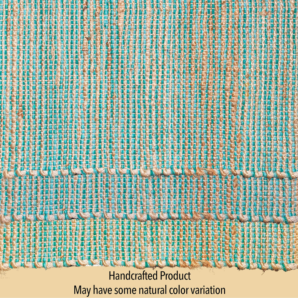 Chardin Home Natural Jute & Aqua Turquoise Placemats, Set of 4 – Rustic Handmade Boho Table Mats, 13x19 in Dining Table Placemats - Kitchen, Everyday Meals, Holidays, Farmhouse or Modern Table Décor Chardin home