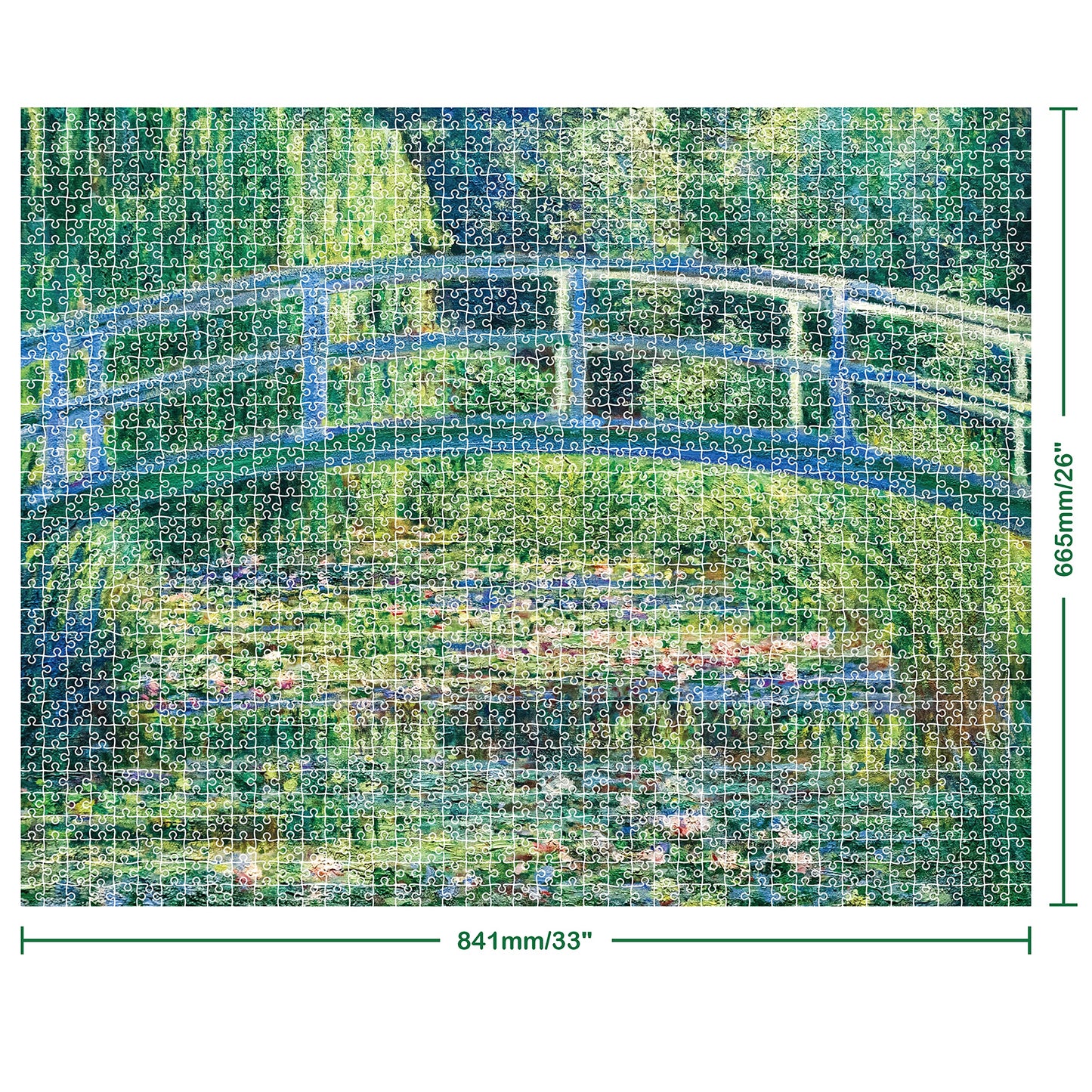 Hinkler Mindbogglers Platinum 1500-Piece Jigsaw Puzzle: Bridge Over a Pond of Water Lilies by Monet - Jigsaws for Adults -Deluxe Jigsaw Puzzles - 33x26in - Intricate Puzzles -Advanced Jigsaws-Hobbies