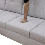 HFYee L Shaped Couch Sectional Couch Morden Sofas for Living Room Upholstered Futon Sofa Bed with Storage Ottoman and Cup Holders for Reception Room and Apartment, Grey White HFYee