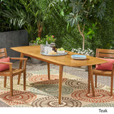 GDFStudio Outdoor Acacia Wood Expandable Dining Table, Teak GDFStudio