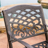 Christopher Knight Home Hallandale Outdoor Cast Aluminum Dining Set for Patio or Deck, 5-Pcs Set, Hammered Bronze Christopher Knight Home