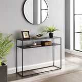 Crosley Furniture Braxton Sofa Console Table with Storage Shelf for Hall, Entryway, or Living Room, Matte Black Crosley Furniture
