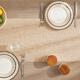 ZeeMart Burlap Style Farmhouse Table Runners 72 Inches Long, Beige Rustic Woven Dining Table Runner for Everyday Use, 14x72 Inches, Oatmeal Beige ZeeMart