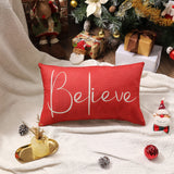 Christmas Throw Pillow Covers 12x20 Inch Set of 2 Merry Christmas Farmhouse Decorations Believe Holiday Decor Throw Cushion Case for Home Couch DFXSZ