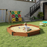 85''x78''x9'' Wooden Octagon Sandbox with Cover, Large Sandpit for Kids Outdoor Patio Backyard Play, Easy & Quick Assemble Mederra