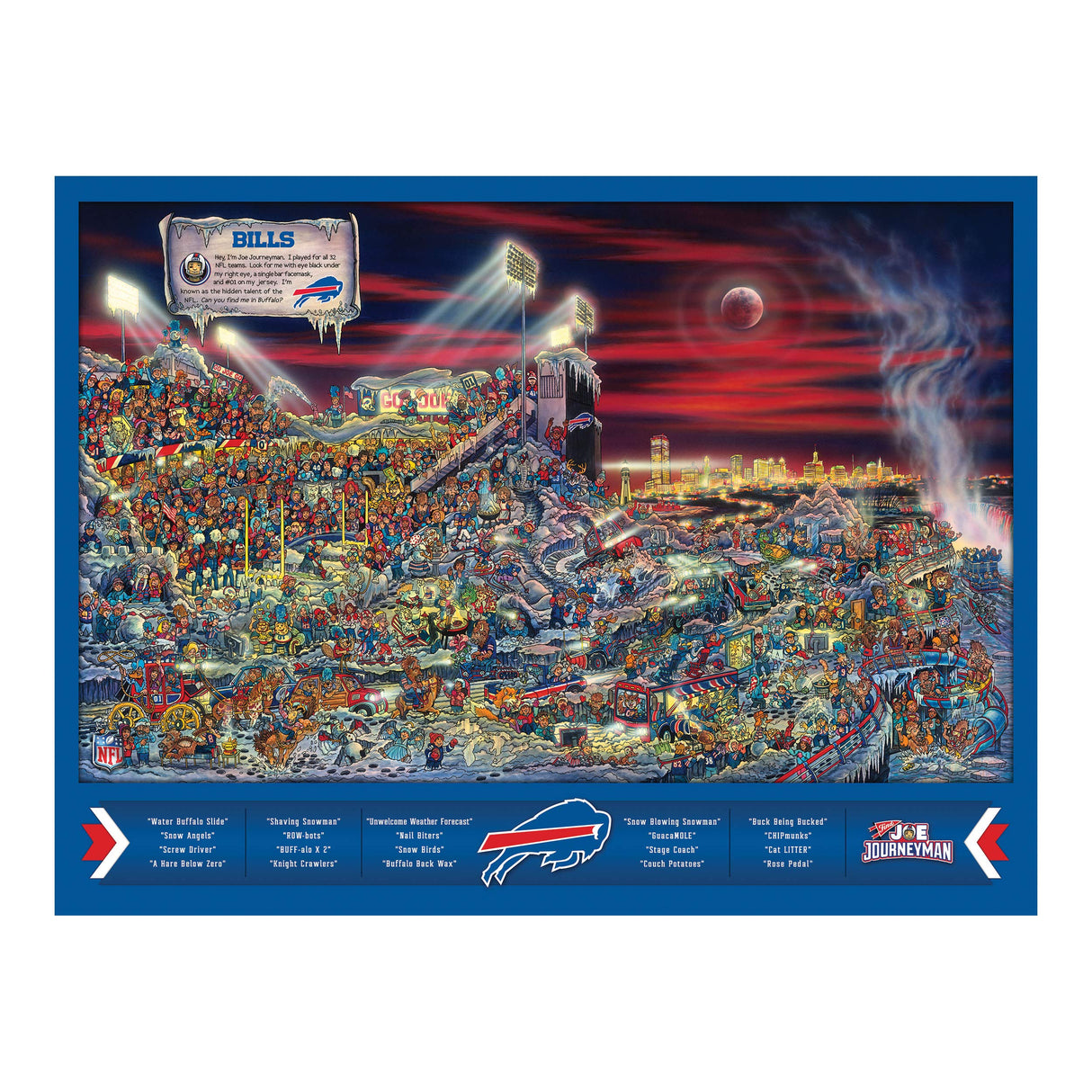 YouTheFan NFL Buffalo Bills Joe Journeyman Puzzle - 500-piece Team Color, 18" x 24" - Finished puzzle size YouTheFan
