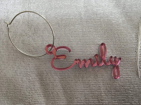 FranJohnsonHouse Personalized Wine Glass Charm Small Laser Cut Table Name & Hole Place Card Custom Sign Acrylic Gift Tag Wedding Favors Wooden Place Setting Decor Bridal Party Metal Drink Marker FranJohnsonHouse