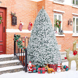 Yaheetech 9ft Premium Snow Flocked Hinged Artificial Christmas Fake Spruce Full Tree for Home Office Party Decoration with 2108 Branch/PVC Tips/Foldable Stand Yaheetech