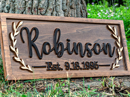 Last Name Sign | Wood Wall Decor | Nursery Name Sign | Baby Name Sign | Family Name Sign | Wooden Porch Sign | Front Door Sign | Personalized Wedding