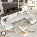 Huatean Home Modular Sectional Sofa, Convertible U Shaped Sofa Couch with High Density Memory Foam, 6 Seat Comfy Modular Sofa Couch for Living Room, Modern U Shaped Sectional Sofa, White Huatean Home