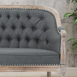 Christopher Knight Home Faye Traditional Fabric Tufted Upholstered Loveseat, Dark Gray, Antique Christopher Knight Home