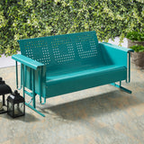 Crosley Furniture CO1023-TU Bates Retro Metal Outdoor Sofa Glider, Turquoise Gloss Crosley Furniture