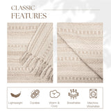 RAJRANG Farmhouse Throw Blanket Boho Living Room Decor Brown Cotton Stripe Cozy Bed Blankets with Fringe Soft and Luxury for Couch 50 x 60 Inches Warm Sand RAJRANG