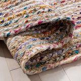 SAFAVIEH Area Rug 3x5 Oval - Cape Cod Collection - Beige & Multi, Handmade Jute & Cotton, Woven Braided Design (CAP202B) SAFAVIEH