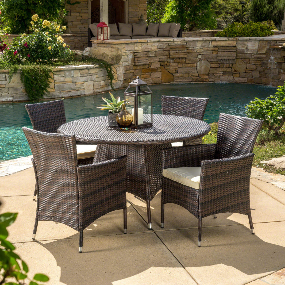 Christopher Knight Home Rodgers Outdoor Wicker Dining Set, 5-Pcs Set, Multibrown Christopher Knight Home