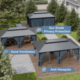 Kurapika 12' x 20' Hardtop Outdoor Metal Gazebo with Galvanized Steel Double Roof Canopy, Curtain and Netting, Aluminum Permanent Pavilion Gazebo, Navy Blue Kurapika