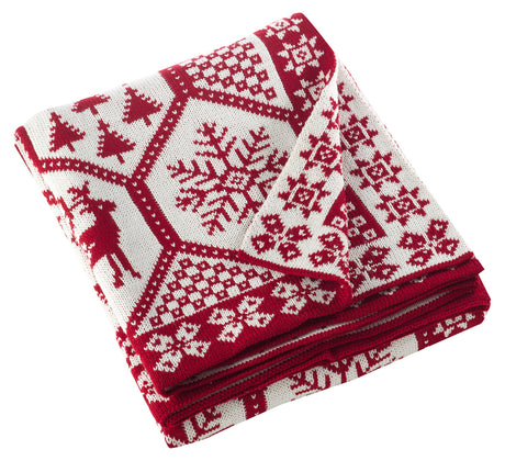 SARO LIFESTYLE Christmas Knit Throw Blanket, 50"x60", Red SARO LIFESTYLE