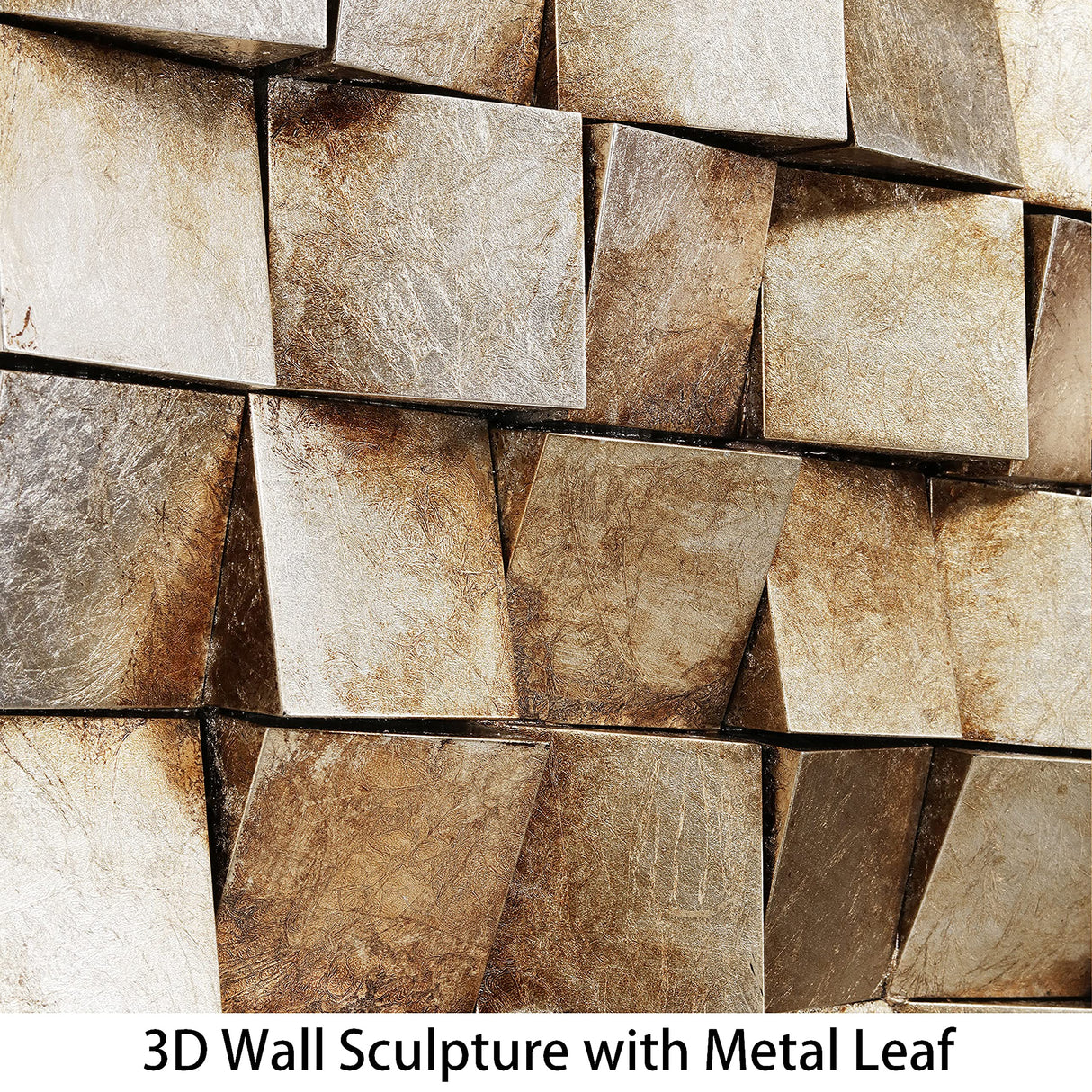 Empire Art Direct Textured II Rugged Blocks with Gold Leaf, 3D Wood Wall Art, Ready to Hang, 72" x 22", Living Room,Bedroom Empire Art Direct