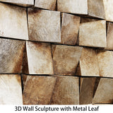 Empire Art Direct Textured II Rugged Blocks with Gold Leaf, 3D Wood Wall Art, Ready to Hang, 72" x 22", Living Room,Bedroom Empire Art Direct