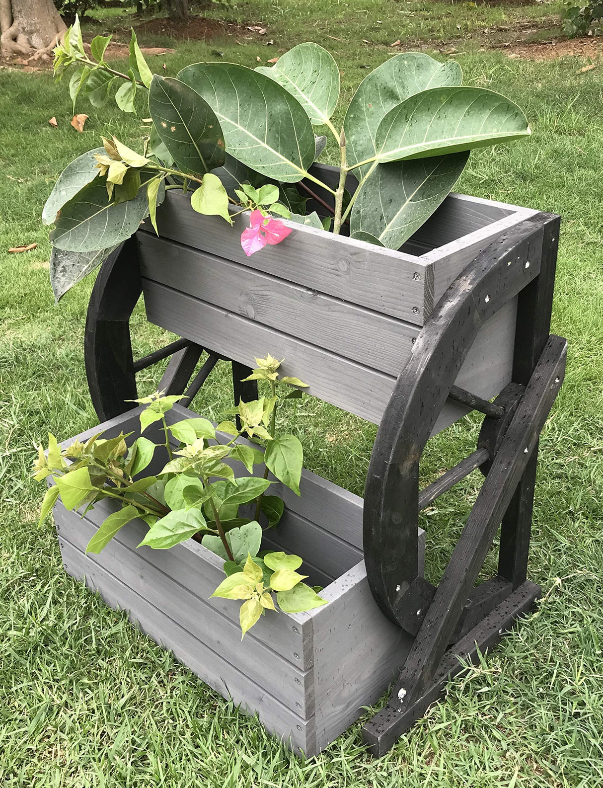 Seny 2 Tier Raised Garden Bed Wooden Elevated Garden Planter Kit Outdoor Indoor Solid Wood 23 x 15 x 21in SENY