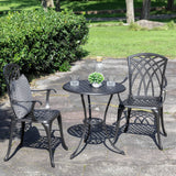 NUU GARDEN Patio Bistro Sets 3 Piece Cast Aluminum Bistro Table and Chairs Set with Umbrella Hole Bistro Set of 2 for Patio Backyard, Black NUU GARDEN