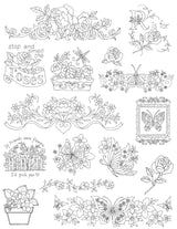 Aunt Martha's 402 Flowers and Butterflies Embroidery Transfer Pattern Book, Over 25 Iron On Patterns Aunt Martha's