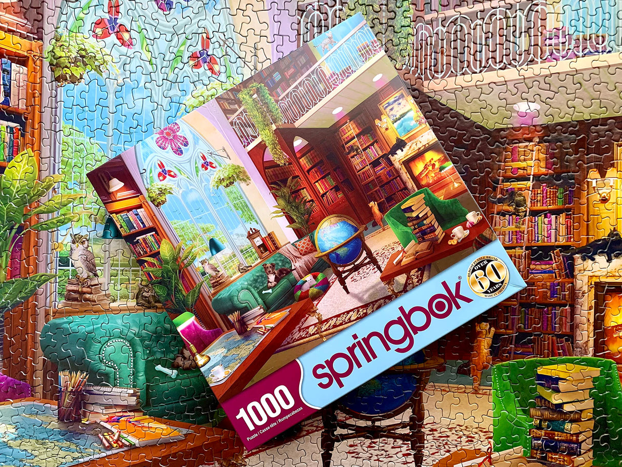 Springbok - The Library - 1000 Piece Jigsaw Puzzle- Challenge Yourself with This Colorful Image for booklovers Springbok