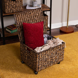 BIRDROCK HOME Rolling File Cabinet with Lid - Brown Wash - Natural Seagrass - Storage Organizer Box - Home Office Decor - Decorative Organize - Letter Legal Hanging Filing Container BIRDROCK HOME