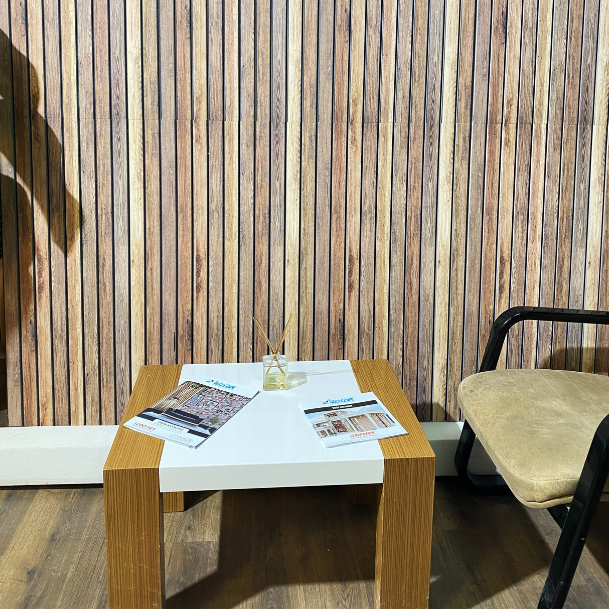 Dundee Deco 3D Wall Panels Wooden Effect - Cladding, Distressed Brown Wood Look Wall Paneling, Styrofoam Facing for Interior and Exterior Applications, DIY, Sample, Size 10 x 10 in. Dundee Deco