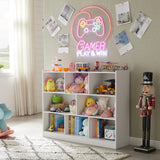 Elegant 3-Tier White Wooden Bookshelf with 8 Sections and Anti-Tilt Device Onirw