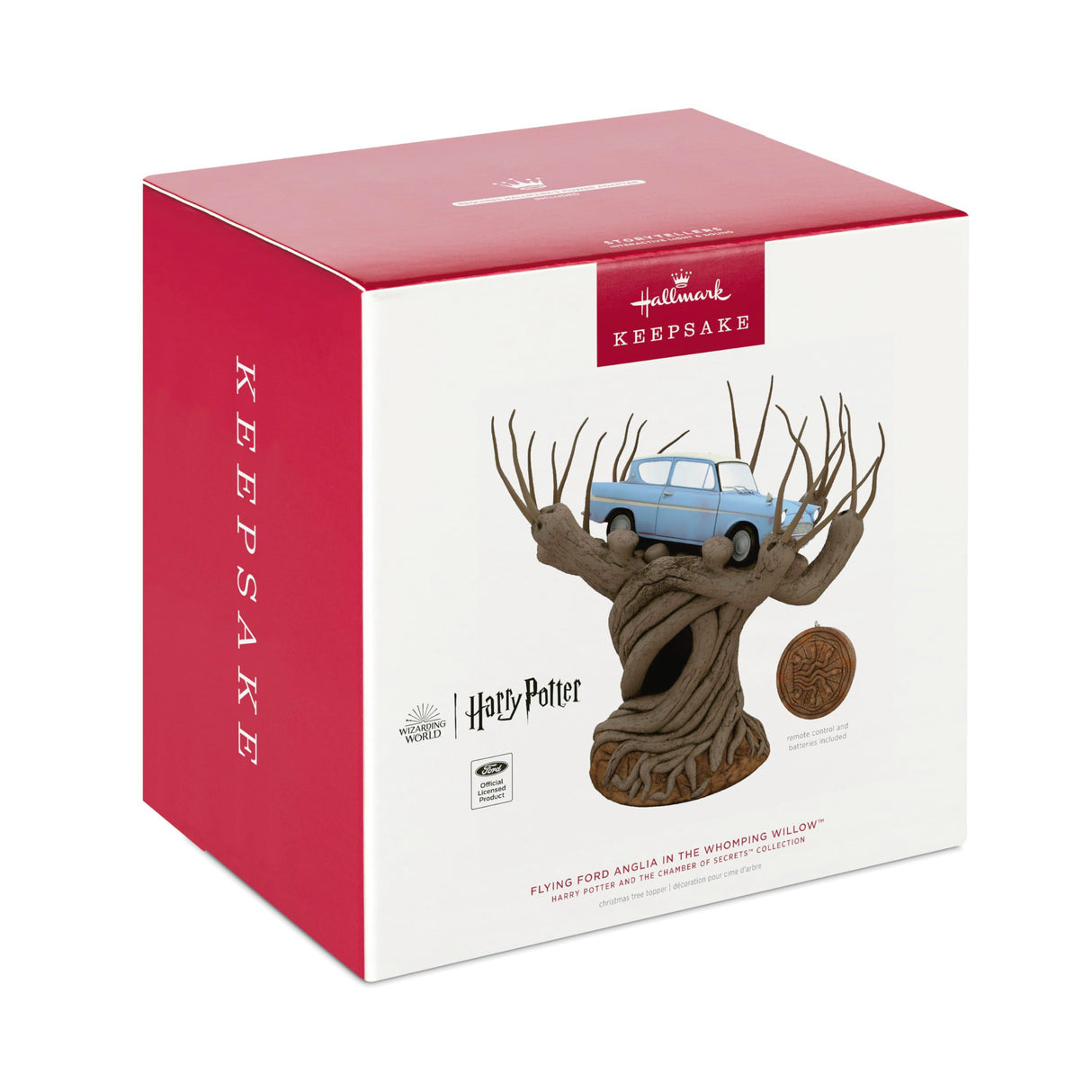 Hallmark Keepsake Christmas Tree Topper, Harry Potter and the Chamber of Secrets Collection Flying Ford Anglia in the Whomping Willow Tree With Light and Sound, Gifts for Harry Potter Fans Hallmark Keepsake