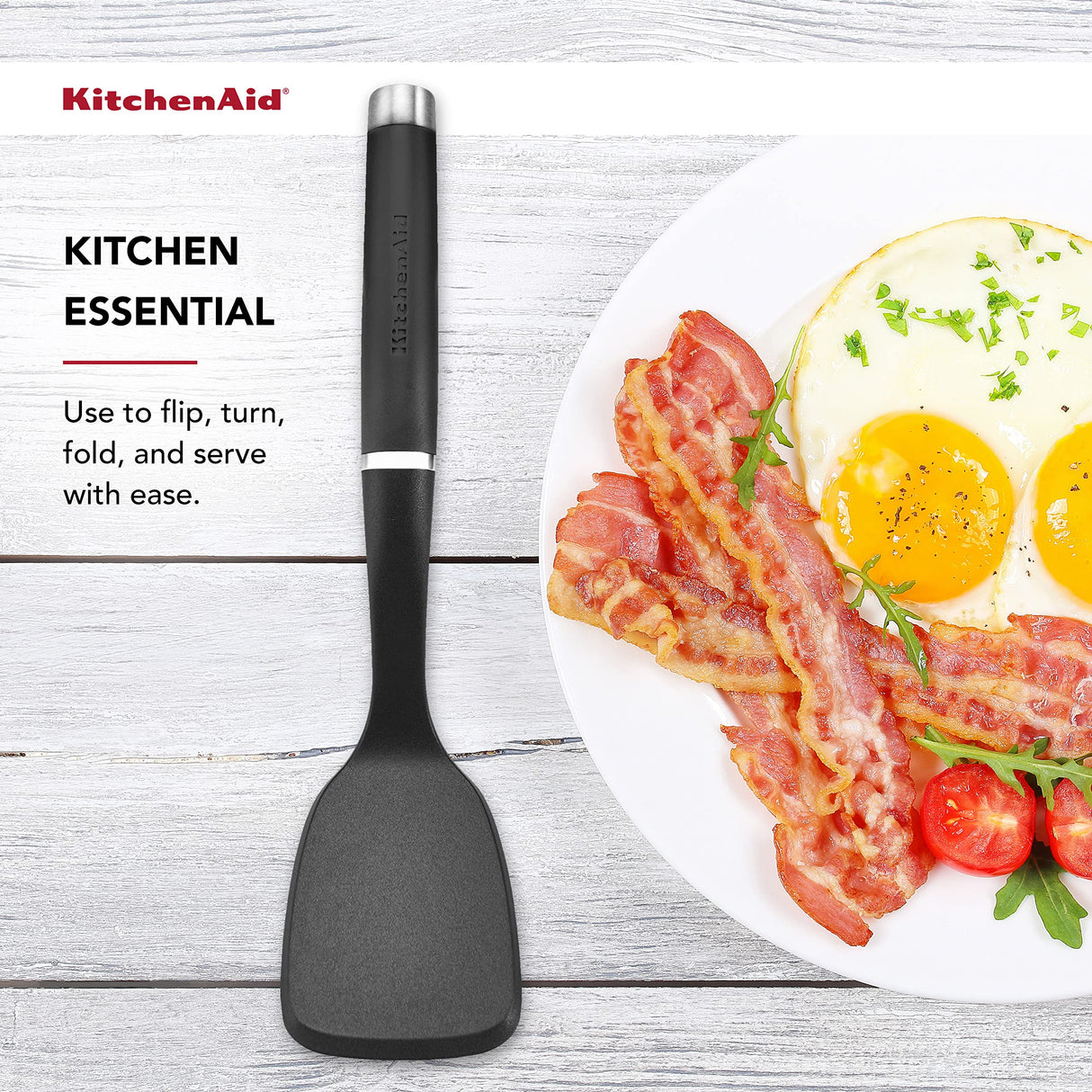 KitchenAid Gourmet Nylon Short Turner, One Size, Matte Black KitchenAid