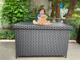 YITAHOME 230 Gallon Wicker Deck Box, XXL All-Weather Outdoor Storage Box, Rattan Storage Bin for Patio Furniture, Outdoor Cushions, Pool Storage and Garden Tools - Black YITAHOME