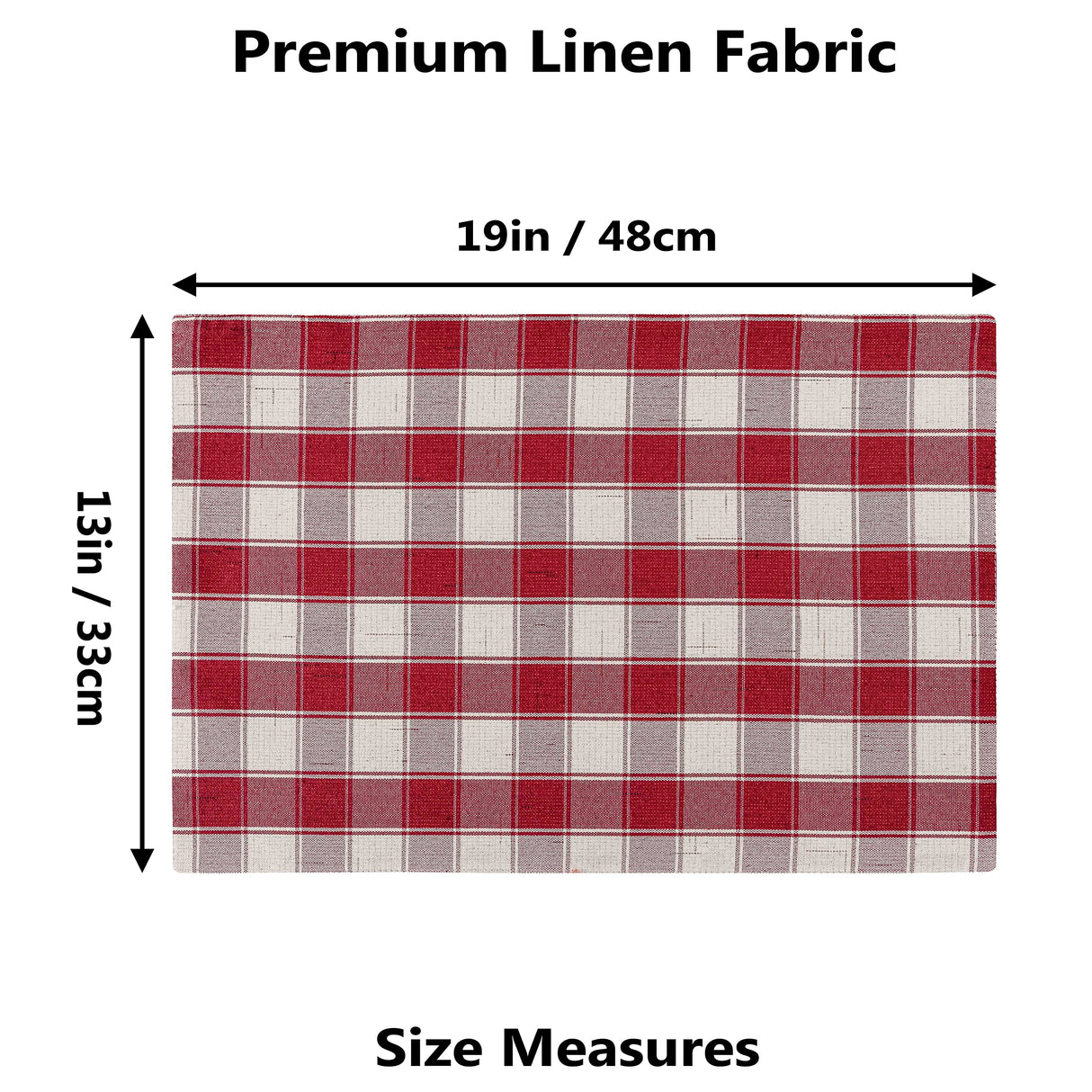Home Brilliant Red Placemats Set of 6 Farmhouse Buffalo Plaid Table Mats Heat Resistant Dining Dinner Place Mats for Christmas Kitchen Table Dinner Mats, 13 x 19 inches, Checker, Crimson Home Brilliant